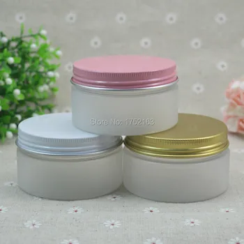 

100G frosted PET Cream Jar,plastic Makeup container ,Cosmetic Jar with gold/pink/white Aluminum Cover for Mask/cream/skin care