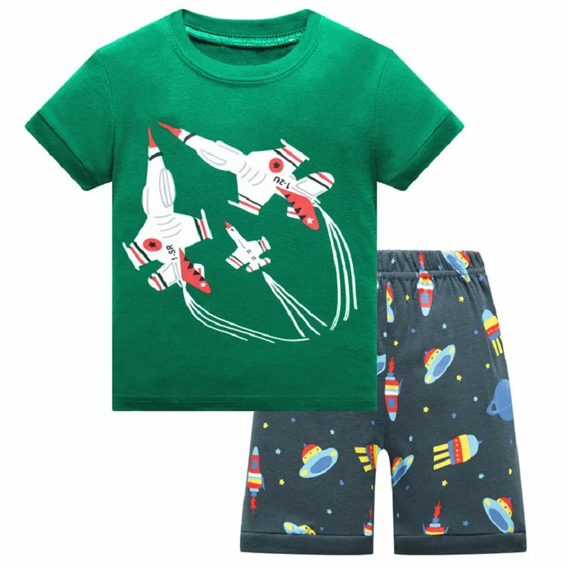 Летние пижамы; одежда для сна с короткими рукавами для мальчиков; хлопковые пижамы для детей с рисунком Супермена; Детские пижамные комплекты для детей 2-7 лет - Цвет: 8