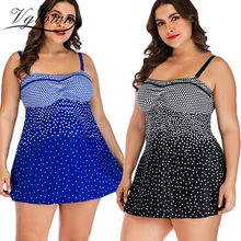 VGTOWN плюс размер 5XL купальник женский купальник сексуальный танкини набор из двух частей костюмы в горошек с принтом мягкий бандаж купальный костюм купальник