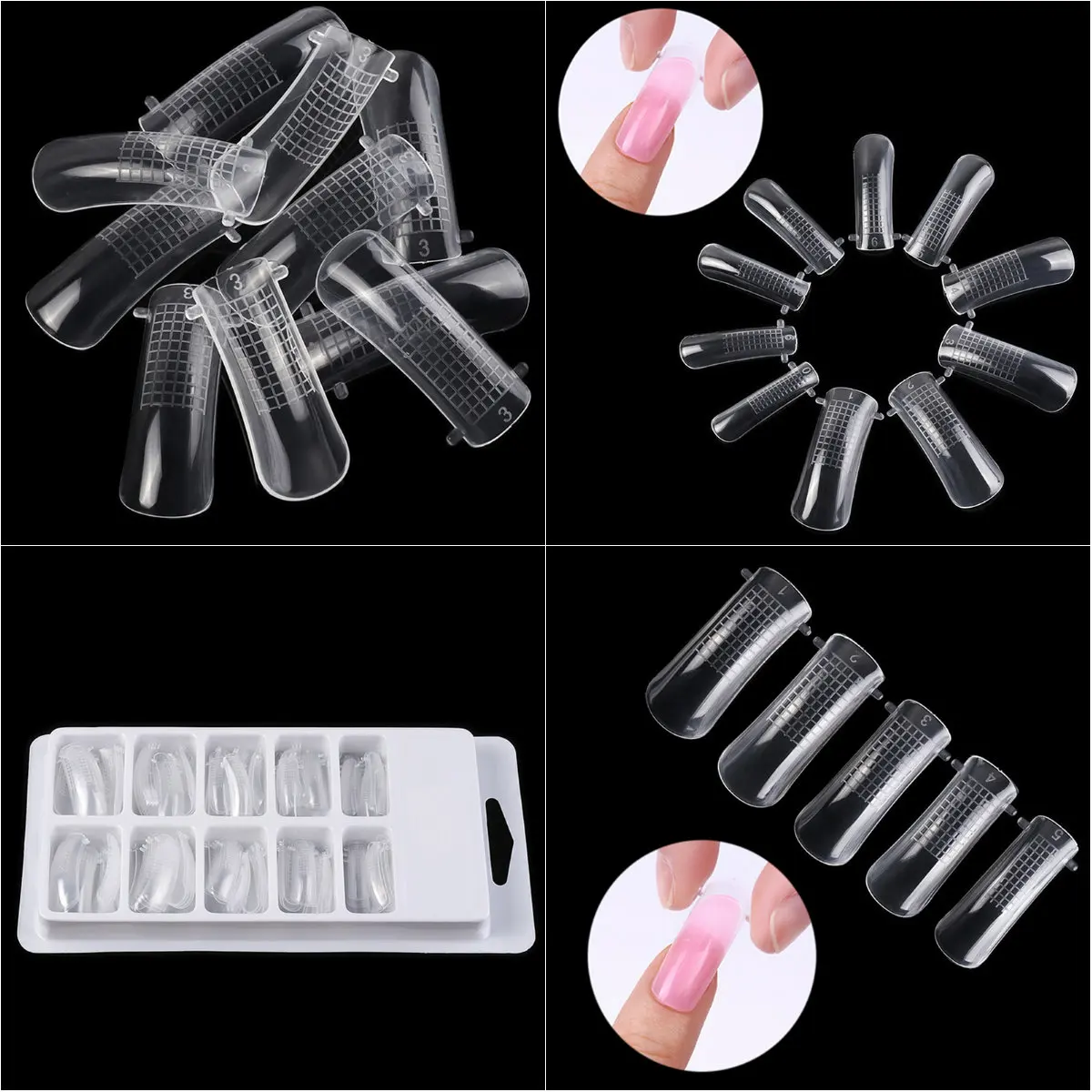 

20PCS/100pcs Quick Building Mold Tips Nail Dual Forms Finger Extension Nail Art UV Builder Poly Gel Tool