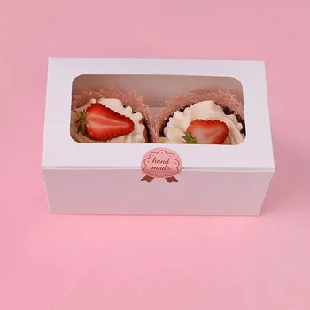 

20pcs/lot-16*9*7.5cm White paperboard 2 cupcake boxes DIY party gift box cookies snack candy box Baking packing boxes