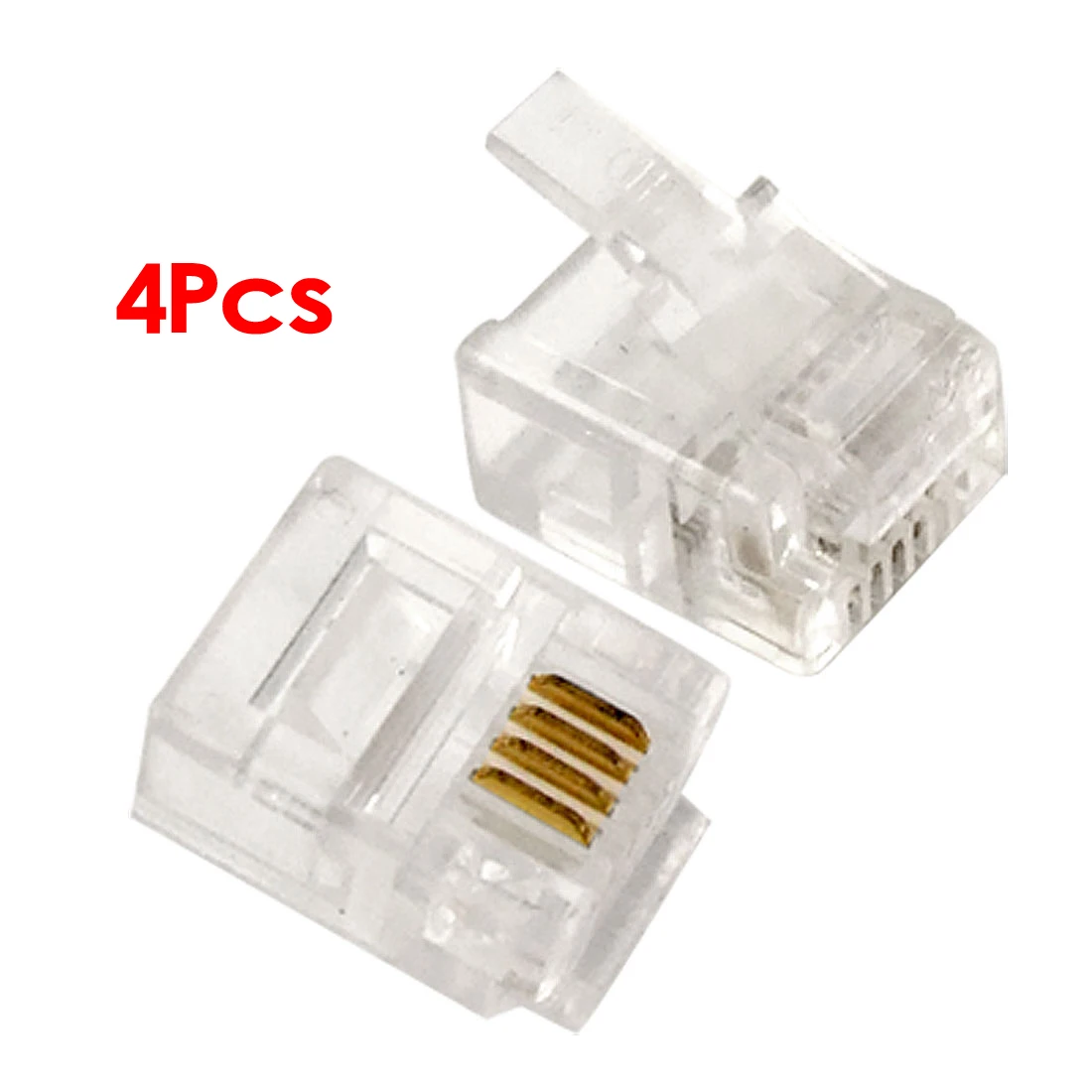 Hot Sale 4 Pcs 6P4C 4 Pin RJ11 Telephone Jack Connector Clear|connector