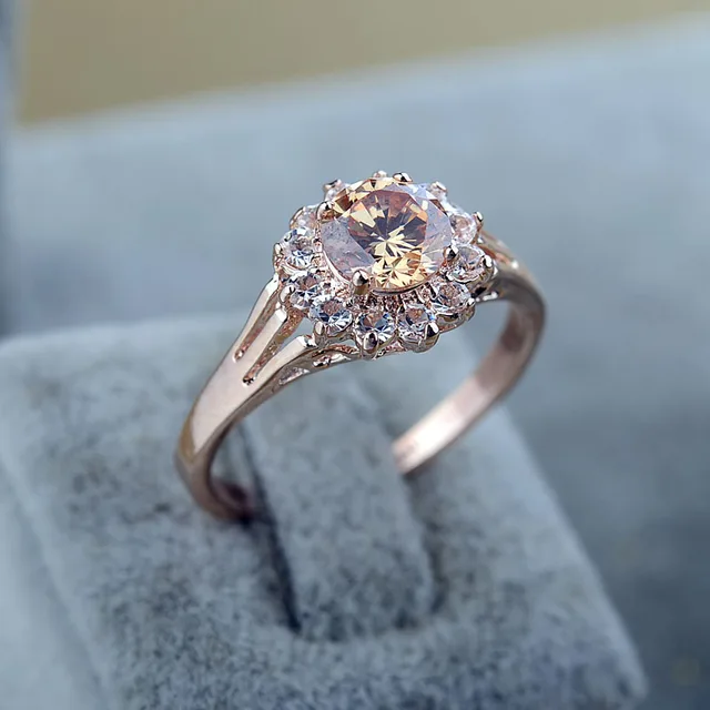 Low Price Processing New 2016 Fashion Female Finger Ring Rose Gold Low Price Processing New 2016 Fashion Female Finger Ring Rose Gold Color Orange Cz Wedding Rings