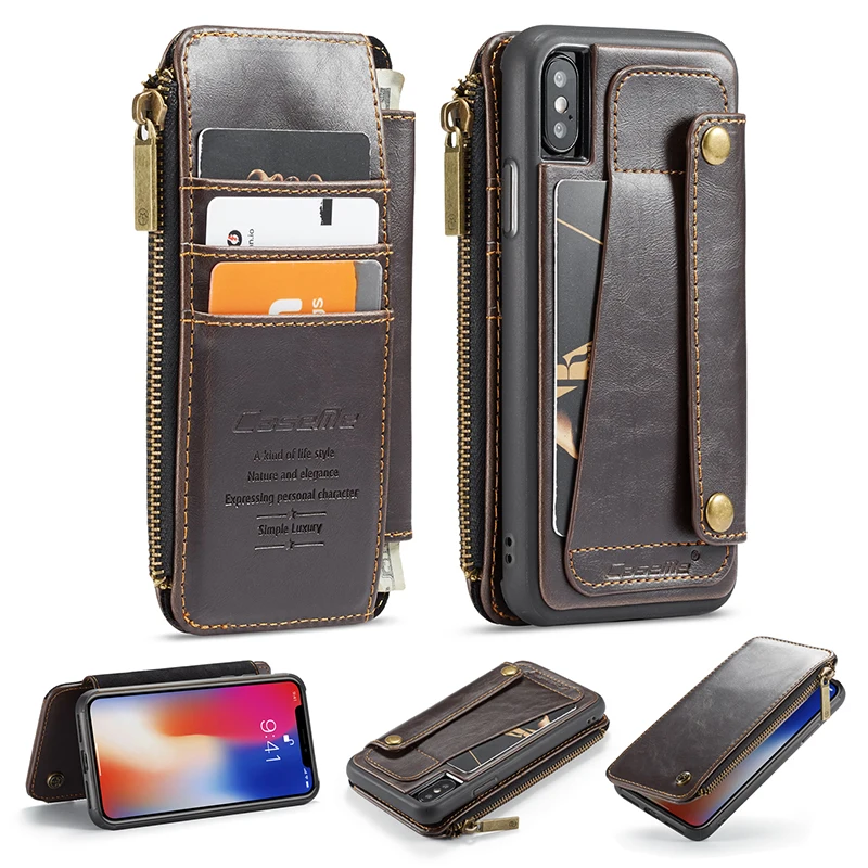 Съемный кожаный чехол для iPhone 11 Pro Max X XR XS флип на молнии телефона 8 7 Plus 6 6S SE 2020