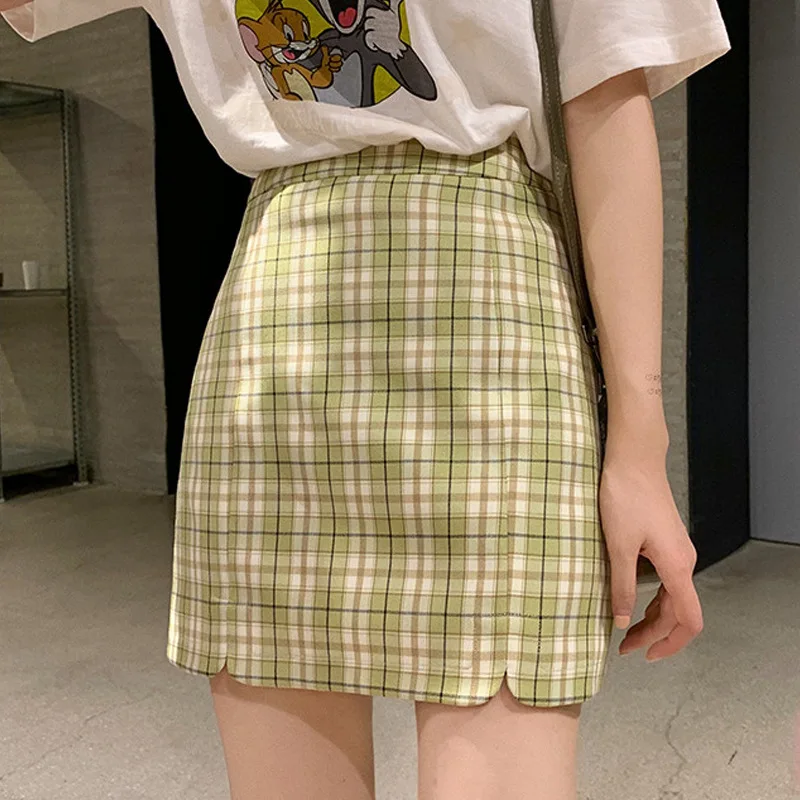 

Female 2019 Summer New Short Skirt High Waist Plaid Skirt Faldas Mujer Moda Jupe Femme