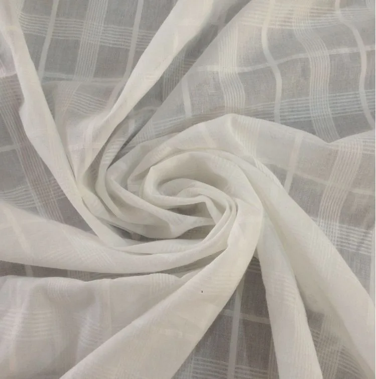 Pure 100 Cotton Grid Gauze Fabric small jacquard weave 145 cm 57