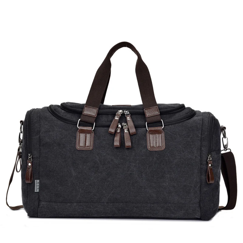 Aosbos холщовая спортивная сумка для мужчин и женщин, спортивная сумка на плечо для тренировок, фитнеса, сумка для путешествий на открытом воздухе, прочная многофункциональная спортивная сумка - Цвет: Black