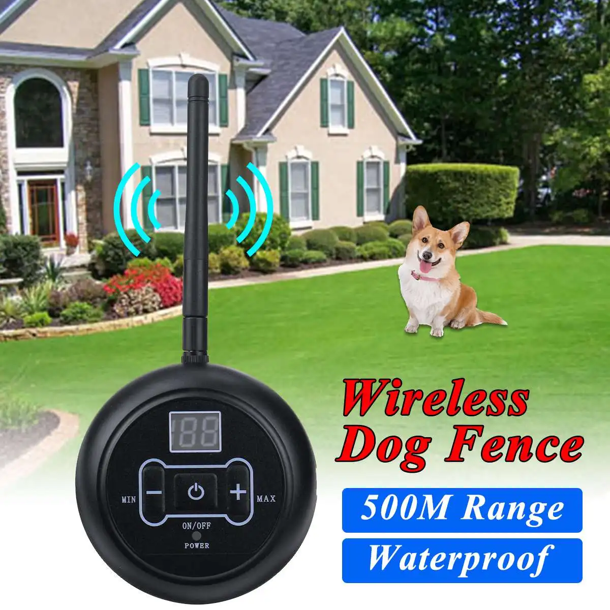 

500m Pet Dog Wireless Electric Fence Containment System Signal Transmitter Dog Training Collar with Vibrating Electric Shock