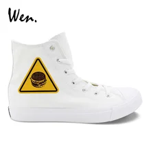 Вэнь мужская повседневная парусиновая обувь гамбургер, пицца предупреждающие дорожные знаки оригинальные дизайнерские кроссовки женские белые высокие черные плоские