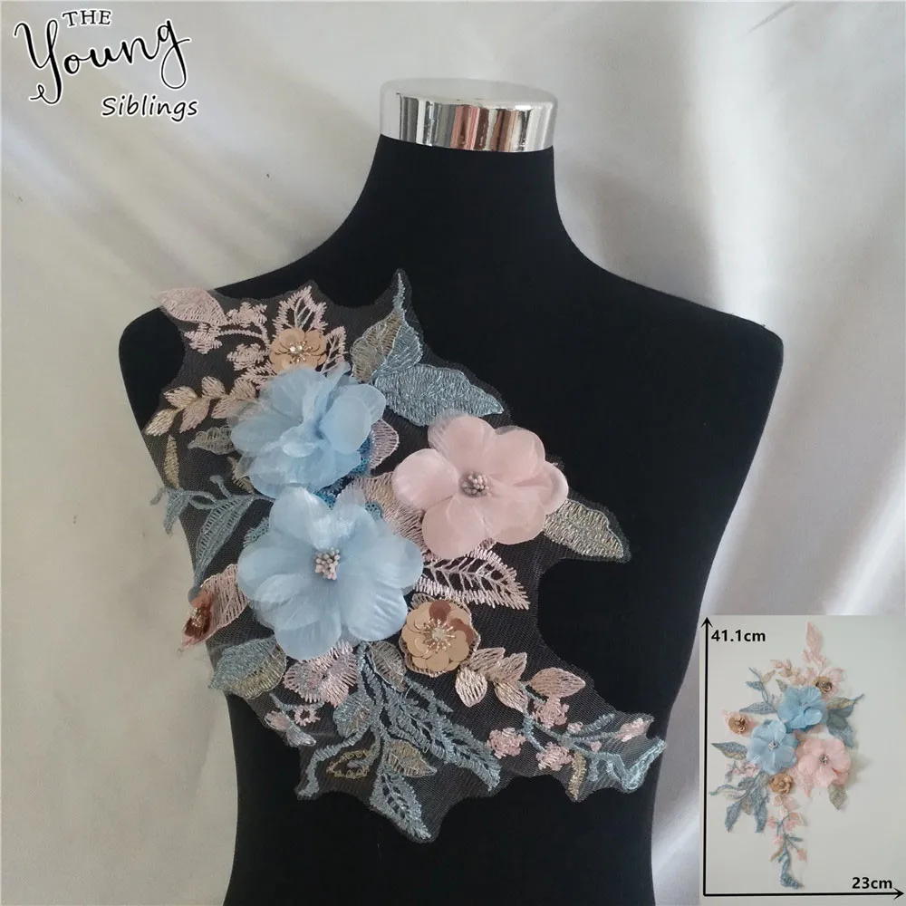 Новое поступление 3D кружева цветок шитье блесток аксессуары DIY свадебное платье материал одежды кружевной воротник декольте аппликации