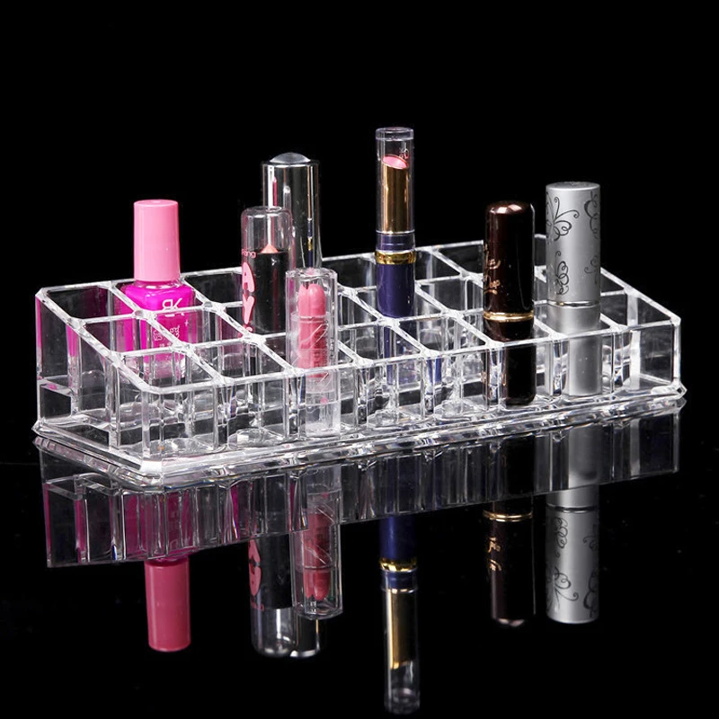 Clear Acrylic Lip Gloss Holder 24 Slots Lipstick Box Display Stand