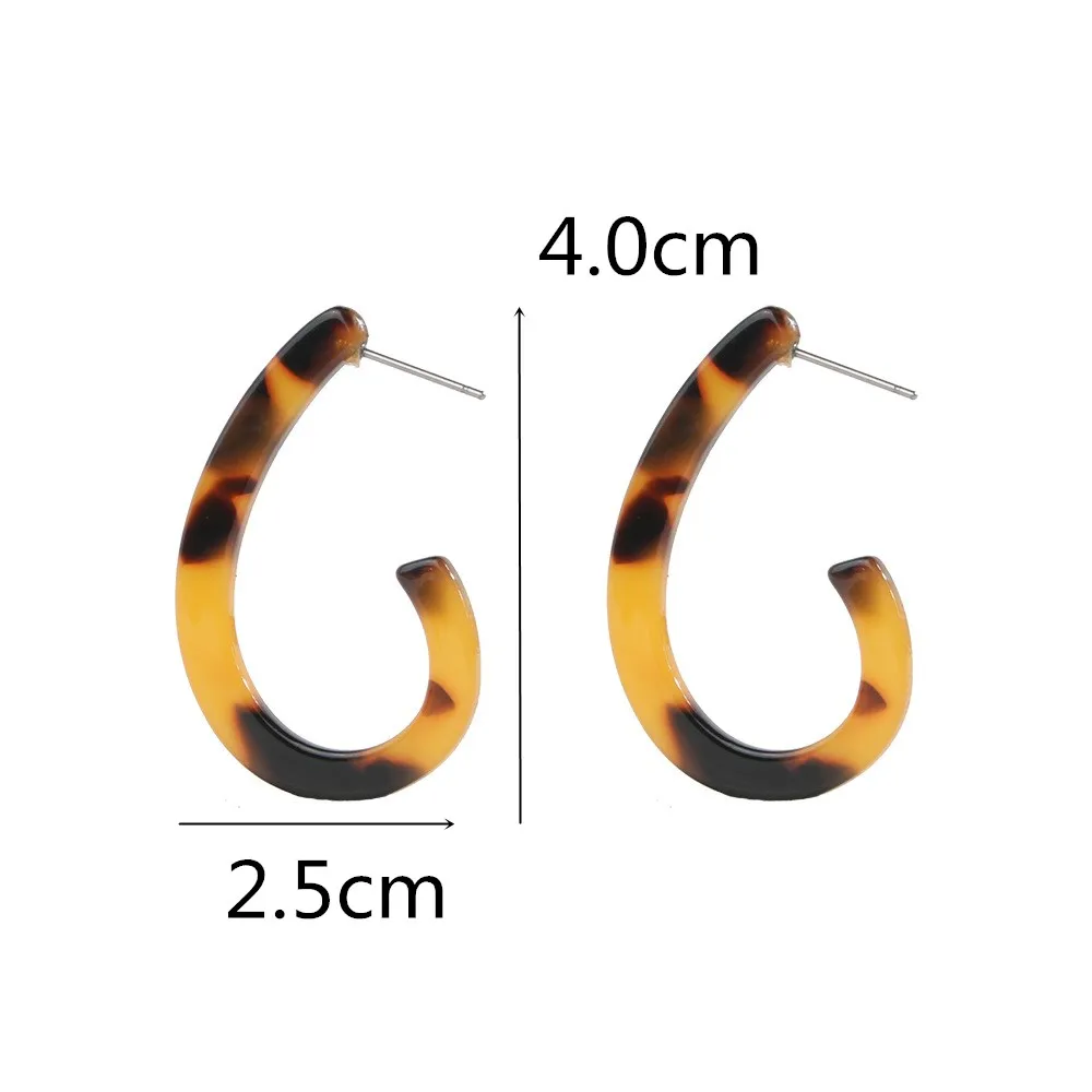 Leopard Print Long drop Earrings Resin Acrylic Tortoiseshell Geometric Earring