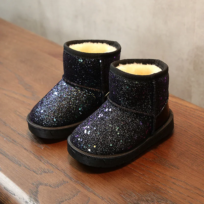 Новое поступление года; шикарная зимняя обувь для девочек; Плюшевые ботинки для маленьких мальчиков; теплые детские зимние ботинки; детская обувь; A11101 - Цвет: Black