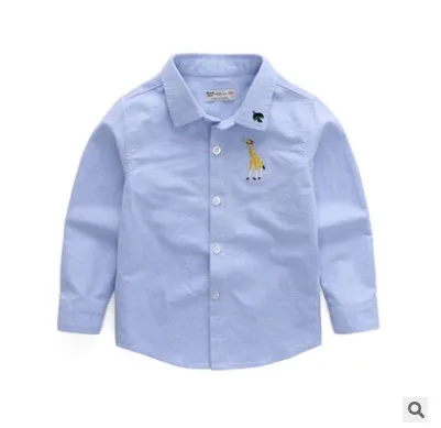 Рубашки для мальчиков детские рубашки с длинными рукавами и отложным воротником для мальчиков, топы, повседневная детская одежда с героями мультфильмов, BC108 - Цвет: blue