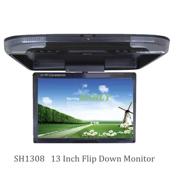 

Hot sale 13 inch car roof mount monitor DC 12V 2-way video inputs flip down monitor LED digital screen Beige/Gray/Black SH1308