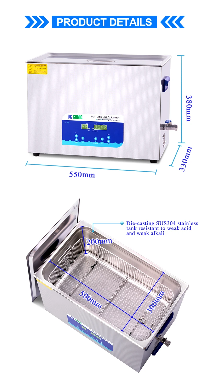 DK SONIC Lab Digital Ultrasonic Cleaner Heated 30L 40KHz 500W Ultrasound Bath for Industrial Hardware Accessories Golf Clubs Aut