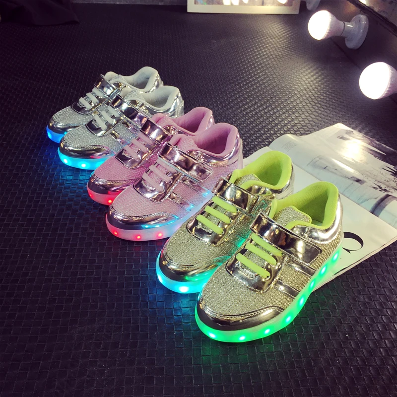 Kid USB Charging LED Light Shoe Soft Net Breather Casual Boy Girl Luminous Antiskid Bottom Children Shoes chaussure LED enfant