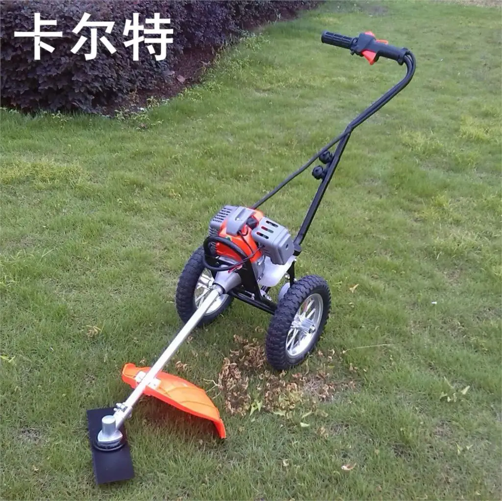 Small hand push lawn mower two stroke four stroke gasoline engine brush