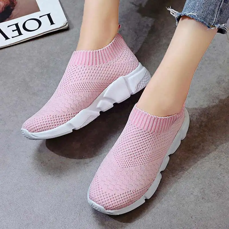 

Fashion Sneakers Women Trainers Knitted Slip on Sock Sneakers Vulcanized Shoes Casual Mesh Breathable Footwear Zapatillas Mujer