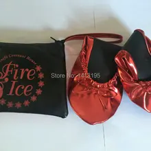 Мода Красной женщин балерина обувь специальный материал складной туфли на плоской подошве прочный