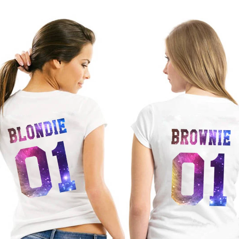 Brownie blondie 01 Повседневная футболка с надписью Best Friend BFF для женщин и девочек