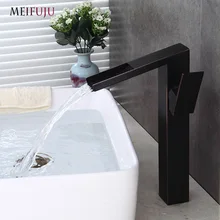 Waterfall Tall Bathroom Faucet Oil Rubbed Bronze Black Basin Faucet Bathroom Faucets Sink Water Mixer Tap Brushed Nickel Finish bathroom tall washbasin faucet chrome antique brass and oil rubbed bronze faucets waterfall sink tap torneira banheiro