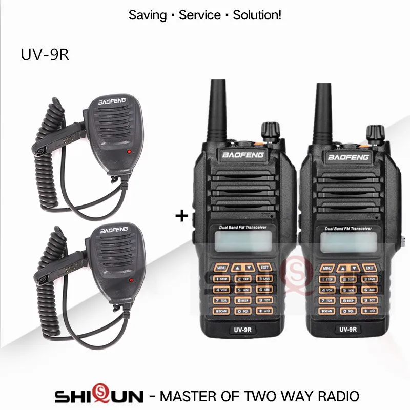 2 шт. UV-9R Baofeng 8 Вт 10 км двухдиапазонный УКВ 136-174 UHF 400-520 МГц IP67 иди и болтай Walkie Talkie “иди и 10 км обновления UV-82 UV-5R UV-XR УФ 9R - Цвет: Add 2 Microphones