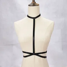 Черная обвязка для тела укороченный топ-боди эластичный размер фетиш бдсм нижнее белье подвязки из полиэстера в готическом стиле бондаж O0460