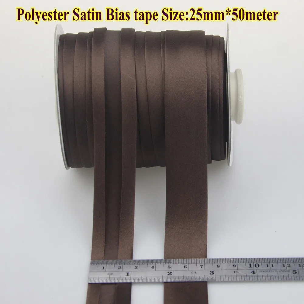 Free shipping Polyester Satin Bias Tape,bias binding tape size 25mm