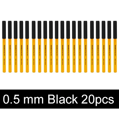 LifeMaster Шнайдер Топы 505F Желтый корпус супер большой объем чернил шариковая ручка черный/синий/красный Пишущие принадлежности - Цвет: 20pcs Black