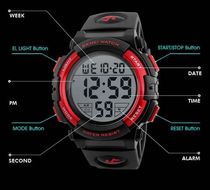 SKMEI Модные мужские спортивные часы водонепроницаемые 50 м уличные цифровые часы мужские наручные часы для плавания Reloj Hombre Montre Homme