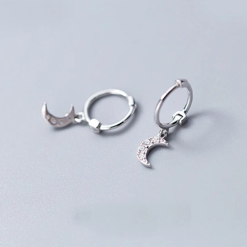 MloveAcc Fashion Серебро 925 пробы Moon CZ очаровательные серьги-кольца для женщин Стерлинговое Серебро-ювелирные изделия