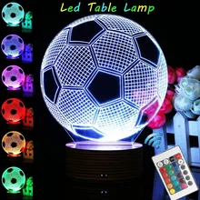

Wireless Remote Control Soccer Ball Football Visual Table Lamp 3D LED Night Light 7 Color Changing Decorative Bedside Lamp