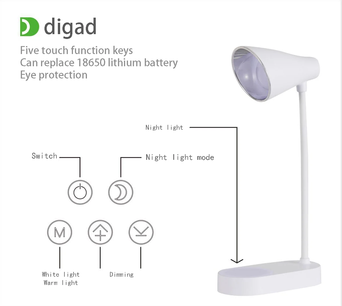 

New 2018 Stepless dimming Eye protection Desk Lamps USB Rechargeable LED Desks Table Lamp Reading Light Touch Switch Desk Lamps