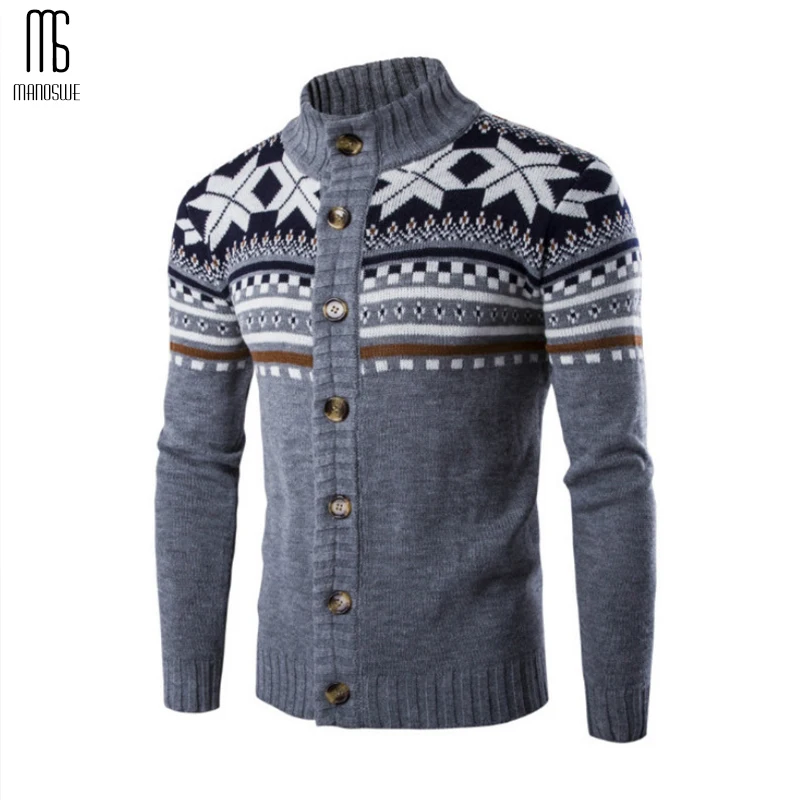 

Men Winter Date Outfit Stand Collar Knit Cardigan Sweaters Long Sleeve Wool Slim Tops Jacket for Guys