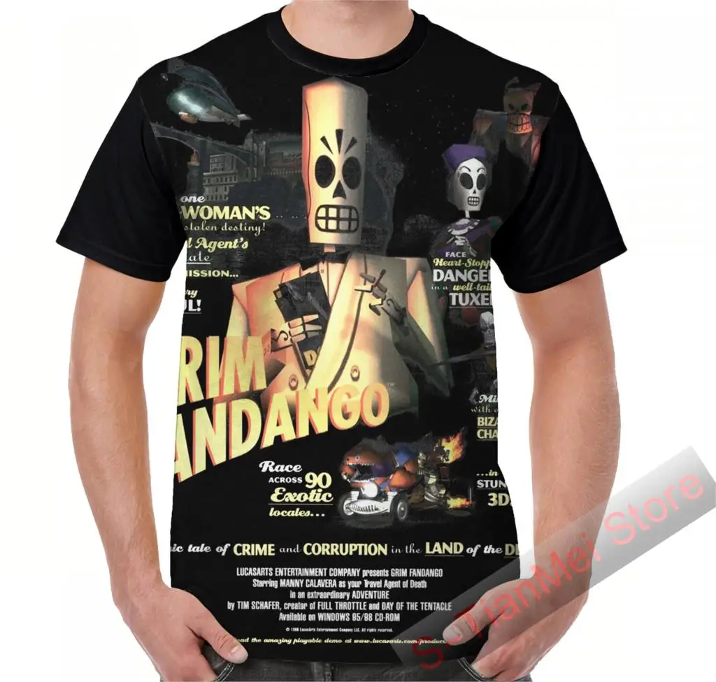 Летняя графическая футболка мужские топы футболки Grim Fandango забавная женская с