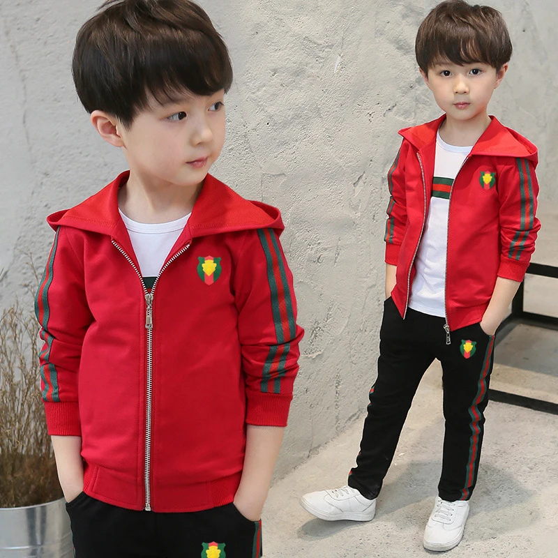 3pcs Spring Autumn Fashion Girl Boy Hoodies striped Hooded Tops Long Pants Outfits Set sport clothes Kids Set  4 6 8 10 12 years