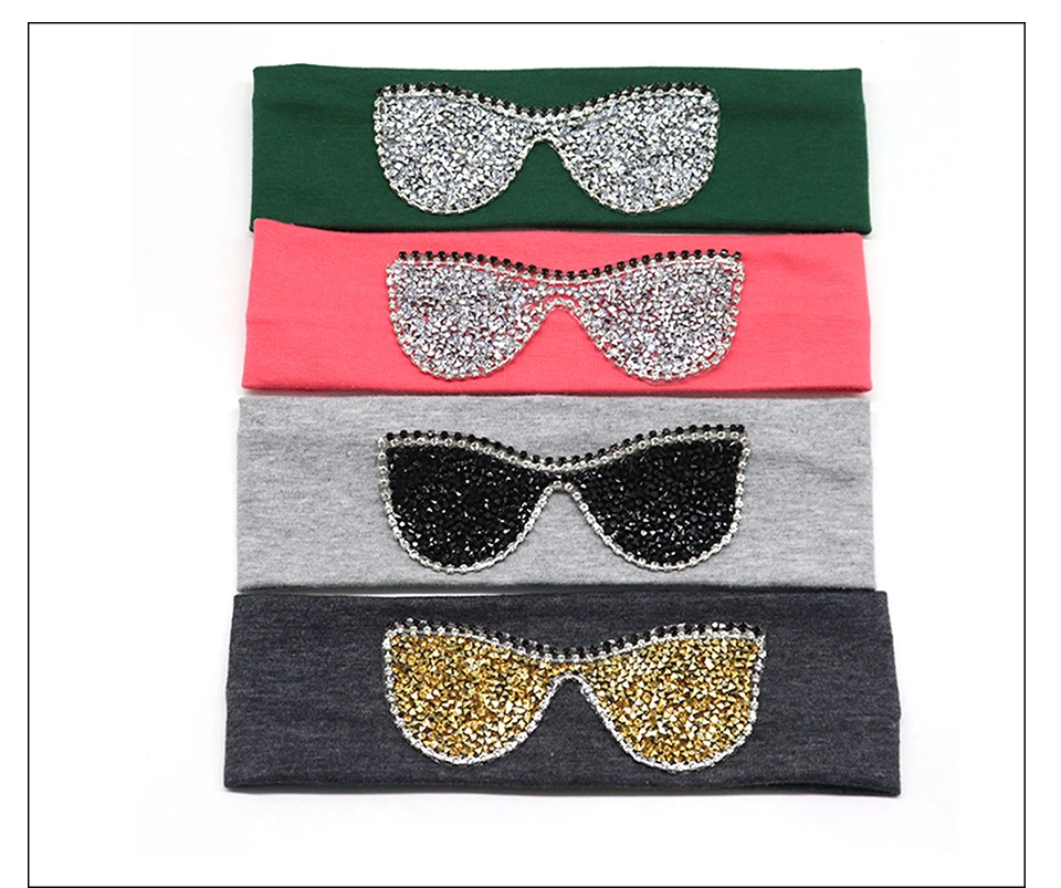 5,5 см Девушки Солнцезащитные очки повязки на голову Летняя мода стразы эластичная повязка на голову для девочек Дети хлопок повязки аксессуары для волос