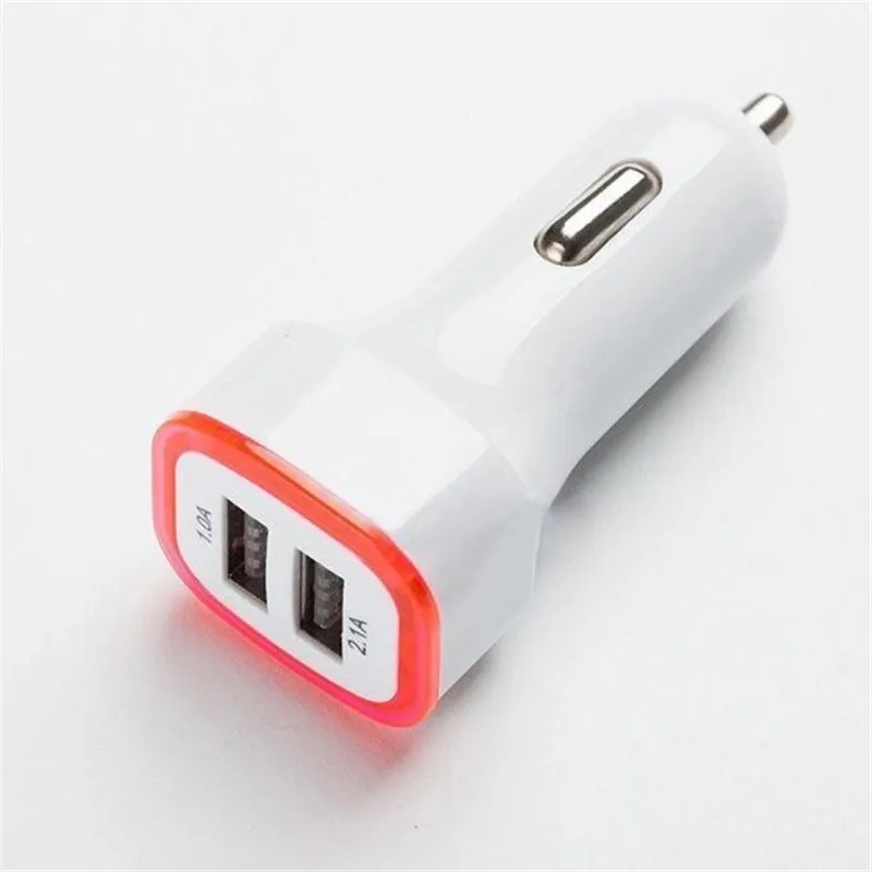 Универсальное зарядное устройство для мобильного телефона 2.1A светодиодный USB двойной 2 порта горячий адаптер разъем автомобильное зарядное устройство для Iphone/samsung/htc - Тип штекера: as shown