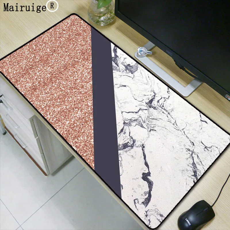 Mairuige 90X40CM Waterproof White Marble Game Mouse Pad Large Lock Edge