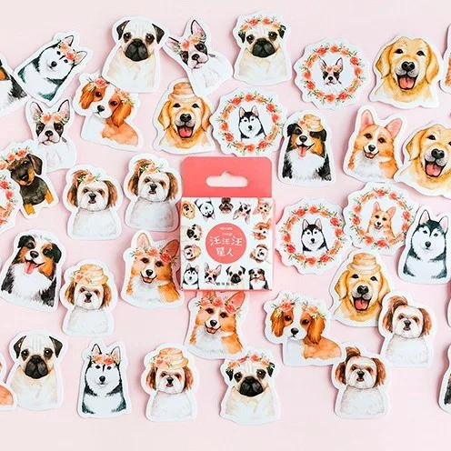

46PCS/box A Collection Of Puppies Diary Paper Lable Stickers Crafts And Scrapbooking Decorative Lifelog Sticker DIY Stationery