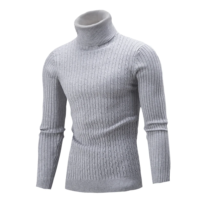 Мужской свитер, фирменные пуловеры, Повседневный свитер, мужской свитер с высоким воротником, однотонный, простой, приталенный, вязанный, мужские свитера, Мужской пуловер s