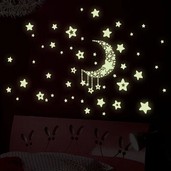 

Glow In The Dark Luminous Wall Sticker Cosmic Star Moon Spaceship Cartoon DIY Kid's Room Fluorescent Luminous Wall Stickers