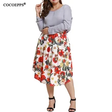 Осень, Женская длинная юбка, 3xl, 4xl размера плюс, Цветочная юбка миди, бохо, высокая талия, юбка большого размера, свободная, повседневная, с принтом, макси юбка