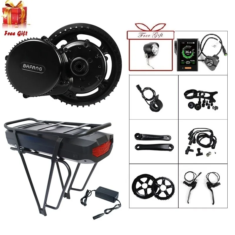 

Bafang BBS02B 48V 750W Mid Drive Motor Electric Bicycle Conversion Kit 17.5Ah e Bike Rear Rack Battery with Luggage Taillight