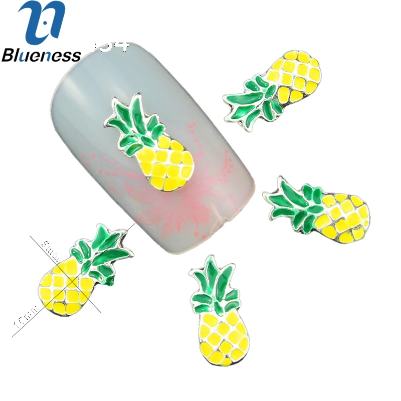 

10 Pcs/Lot Colorful Nail Art Silver Alloy Manicure 3D Pineapple Design Studs Supplies DIY Maiden Stud Supplies TN1334