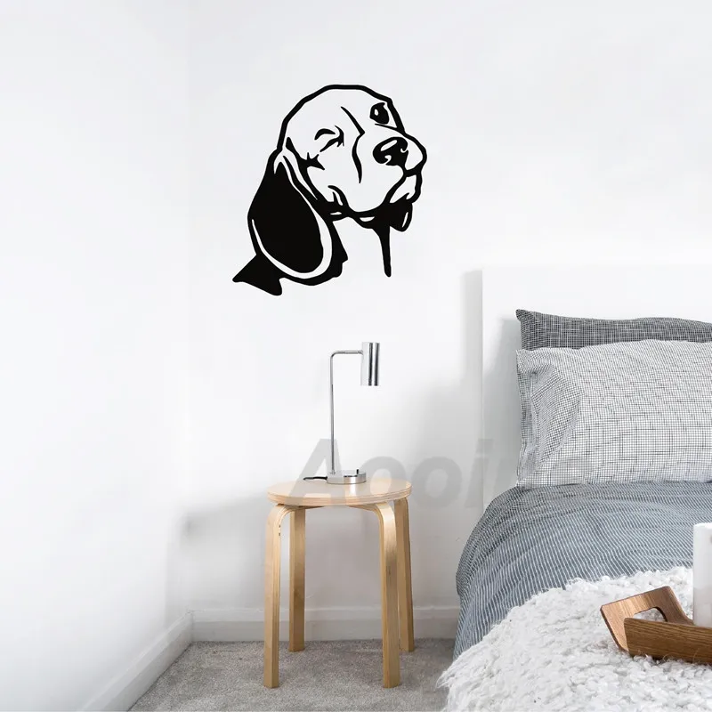 Beagle Наклейка на стену для автомобиля, ноутбука, Декор, Виниловая наклейка, голова собаки, Beagle, Настенная роспись, украшение стены в гостиную