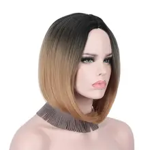 Короткий боб парик светло-коричневый красочные Косплэй парики для Для женщин без челки средней части плеча Длина не натуральные волосы Синтетические волосы на кружеве- anxin