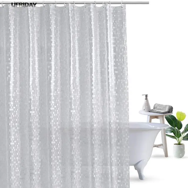 UFRIDAY Glitter Shower Curtain Waterproof Mildewproof PVC Bath Curtains