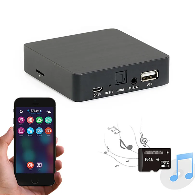 

Multi-function Wifi Music Receiver AirMusic AirPlay WiFi Audio Radio Dongle Adapter Black with USB Connector Sep21